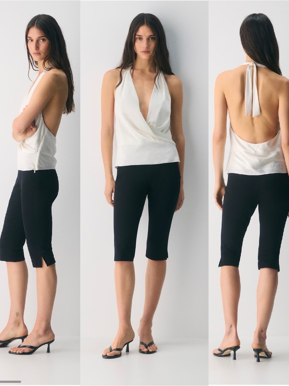 NWT Aritzia Wilfred Martini Satin Halter Top in Light Birch Size Small